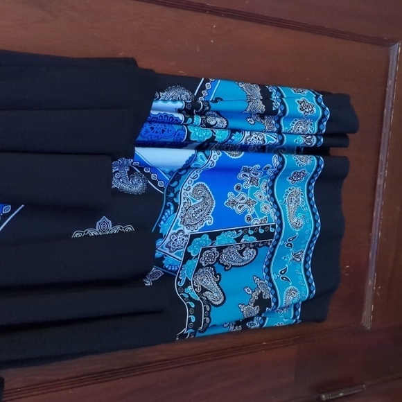 CB Black & Blue Stretch Black Cardigan Attached to Dress Size 16 - Picture 4 of 8